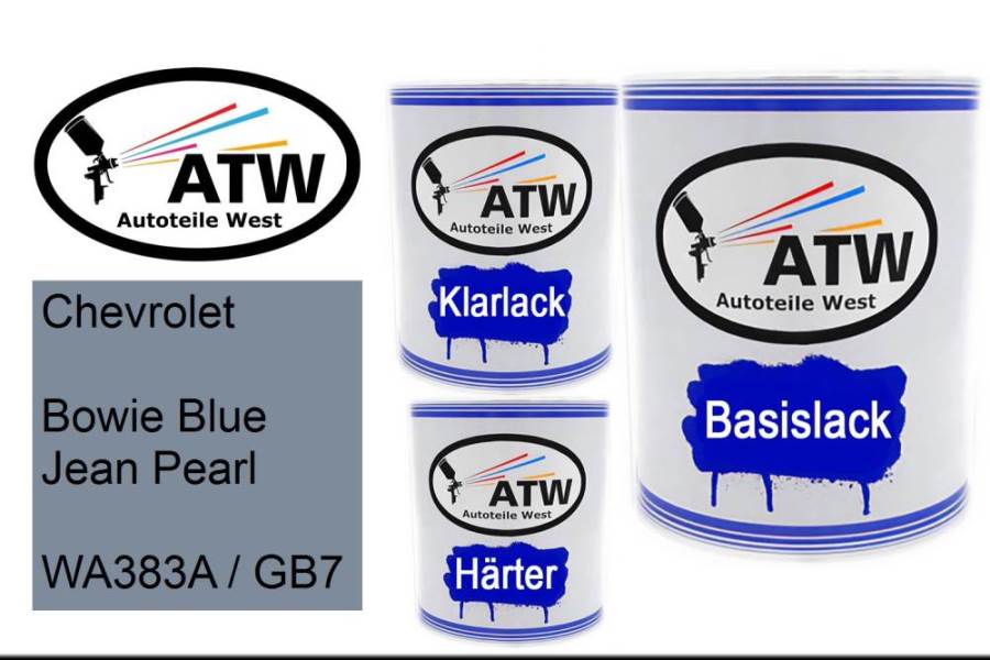 Chevrolet, Bowie Blue Jean Pearl, WA383A / GB7: 1L Lackdose + 1L Klarlack + 500ml Härter - Set, von ATW Autoteile West.